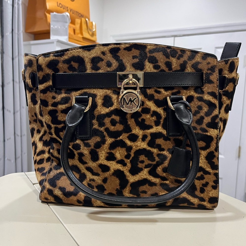 Michael Kors Black and Brown Leopard Tote